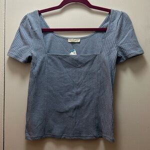Blue Square Neck Top